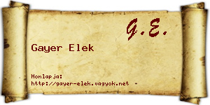 Gayer Elek névjegykártya